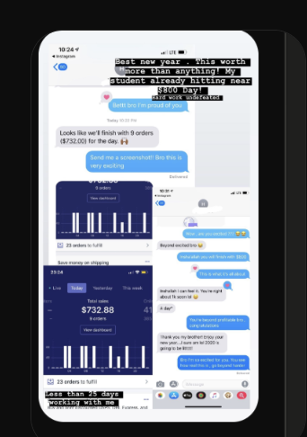 Student hitting $732 in a day with a 9-order store
