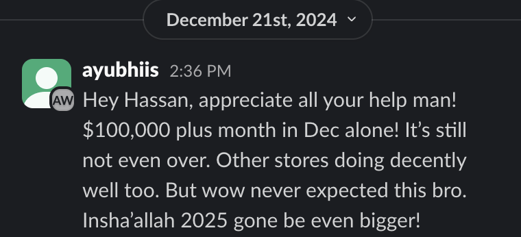 Ayub sharing $100,000+ month result